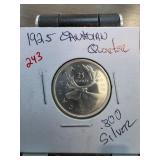 1925 Canadian Quarter in .800 Silver
