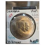 1967 Denmark 10 Kroner Silver Coin