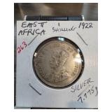 1922 East Africa 1 Shilling Silver Coin