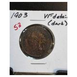 1903 Indian Head Cent VF Details Dark Toning