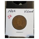 1902 Indian Head Penny in Very Good Condition