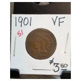 1901 Indian Head Cent in VF Condition