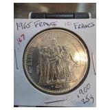 1965 France Silver 10 Francs Coin
