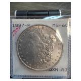 1887-D Morgan Silver Dollar MS-60 Graded Coin