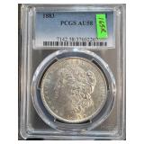 1883 Morgan Silver Dollar Graded PCGS AU58