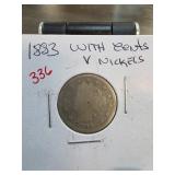 1883 Liberty Head V Nickel With Cents