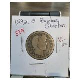 1892-O Barber Quarter in VG Condition