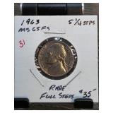 1963 Jefferson Nickel MS65FS with Full Steps