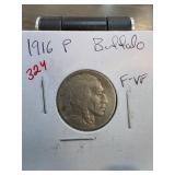 1916 P Buffalo Nickel in F-VF Condition