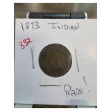 1873 Indian Head Cent in Display Card