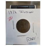 1872 Indian Head Cent in Protective Holder