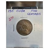 1915 Cuba Five Centavos Coin