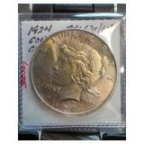 1924 Peace Silver Dollar MS63/64 with Gold Toning