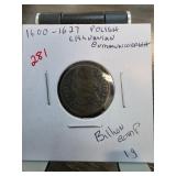 1600-1627 Polish-Lithuanian Coin, 1g Billon Compos