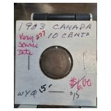 1983 Canada 10 Cents Coin in Protective Holder