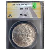 1887-O Morgan Silver Dollar, MS63 by ANACS