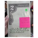 1976 $2 Star Notes Uncut Sheet ï¿½ 4 Notes