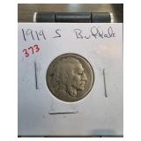 1919-S Buffalo Nickel in Stapled Holder