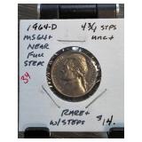 1964-D Jefferson Nickel MS64+ Near Full Steps