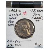 1968-S Jefferson Nickel, Near Full Steps, Uncircul