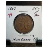 1907 Indian Head Cent in EF/AU Condition