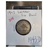 1943 Great Britain Sixpence Coin