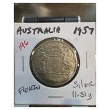 1957 Australia Florin Silver Coin