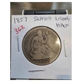 1857 Seated Liberty Half Dollar Coin