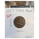 1857 Flying Eagle Cent in Holder