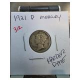 1921-D Mercury Dime in Protective Holder
