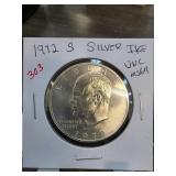 1972-S Silver Eisenhower Dollar Coin UNC MS61