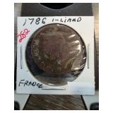 1786 France 1 Liard Coin in Holder