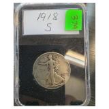 1918-S Walking Liberty Half Dollar in Protective C