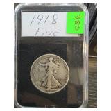 1918 Walking Liberty Half Dollar Coin