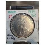 1935 Canada Silver Dollar BU Condition