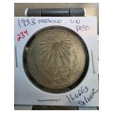 1933 Mexico One Peso Silver Coin