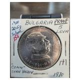 1970 Bulgaria 5 Leva Proof Silver Coin Evan Vazov