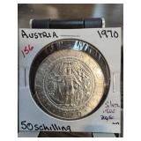 1970 Austria 50 Schilling Silver Coin