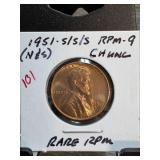1951-S/S/S Lincoln Wheat Cent RPM-9