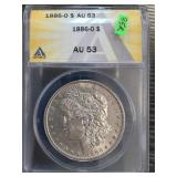 1886-O Morgan Silver Dollar ANACS AU 53
