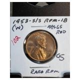 1953-S/S Lincoln Cent RPM-18 MS65 Red