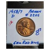 1958/7-D Lincoln Wheat Cent Gem Red Uncirculated