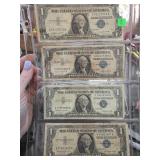 Four 1957 Silver Certificates One Dollar Notes