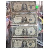 Series 1957 $1 Silver Certificates (4 Notes)