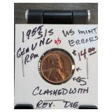 1953-S Lincoln Cent with RPM and Clash Errors