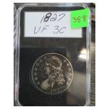 1827 Capped Bust Half Dollar, VF30, Encased