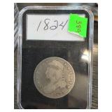 1824 Capped Bust Half Dollar in Protective Case