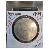 1939 Irish Half Crown Silver Coin