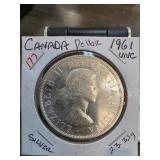 1961 Canadian Silver Dollar Coin in Uncirculated C