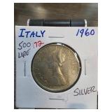 1960 Italy 500 Lire Silver Coin